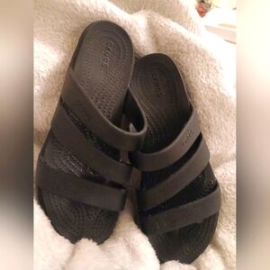 Black crocs Size 8 wedge Womens